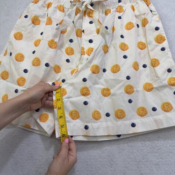 Flan Shorts Men XL White Blueberry Pancake Print Cotton Drawstring Pocket Brunch - Picture 4 of 15